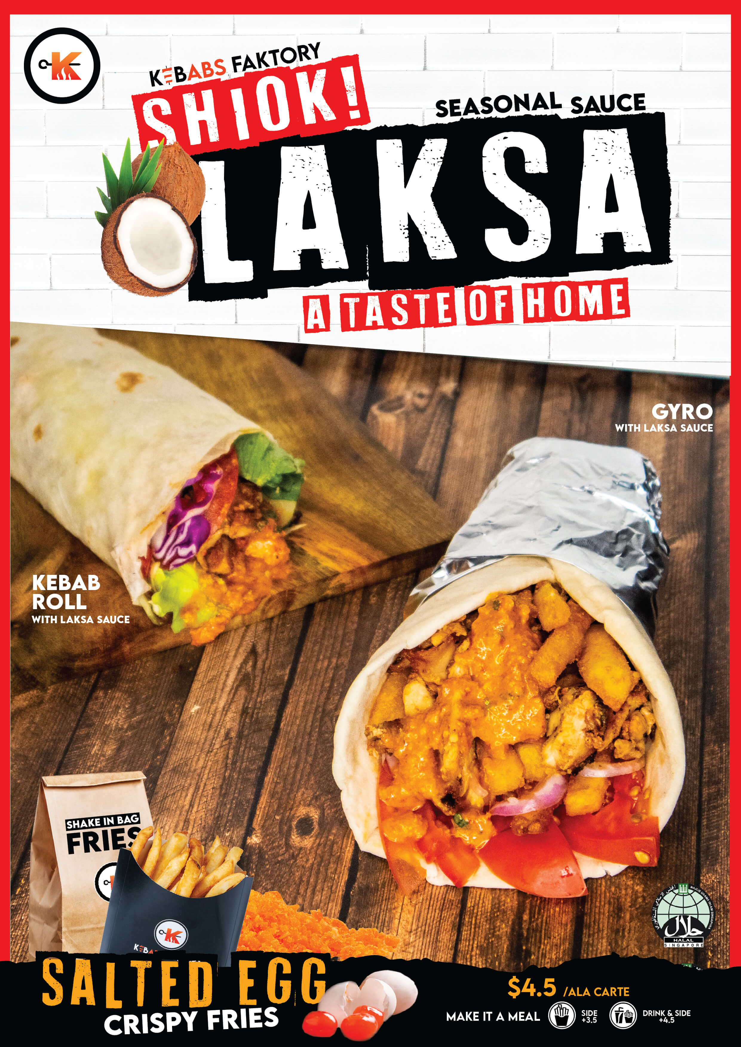 Laksa Kebab & Salted Egg Crispy Fries! Kebabs Faktory